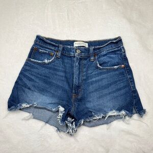 Abercrombie & Fitch size 27 Blue Jean Shorts Distressed High-Waisted
